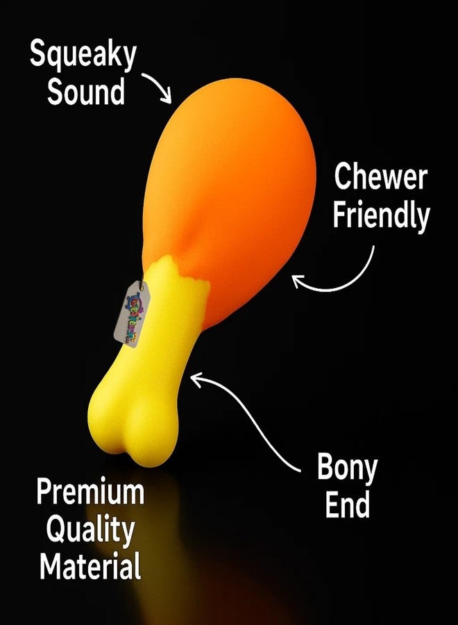 ويستيرن إرا لعبة فخذ دجاجة غربية تصدر صوتاً عند الضغط عليها | لعبة مضغ ناعمة من اللاتكس على شكل فخذ دجاجة للكلاب والجراء | لعبة مطاطية للعب الجلب، والتسنين، والمضغ، واللعب التفاعلي | لعبة حيوانات أليفة بتصميم كرتوني مع صفارة مدمجة - Image 5